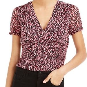 Bar III Smocked Printed Top